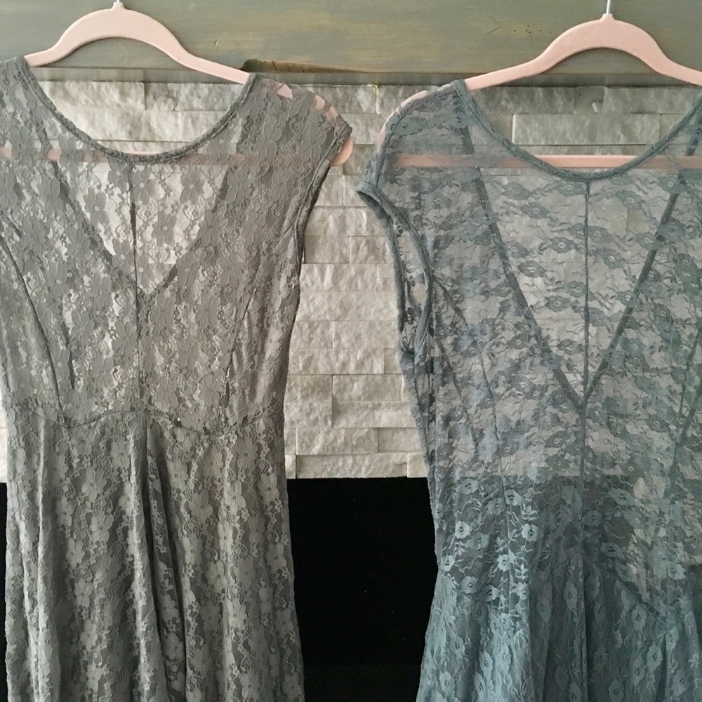 DARK GRAY BOHO LACE MAXI DRESS SIZE S/M - Picture 3 of 8